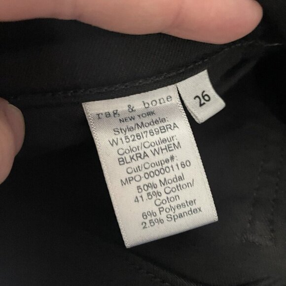 Rag & Bone Women SZ 26 Black Dark Wash Ankle Skinny Raw Hem Denim Jeans - Picture 11 of 13